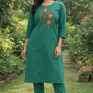 Emerald Green Embroidered Kurta Set