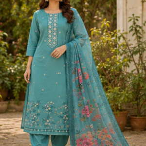 Blue Embroidered Salwar Suit