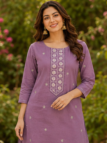 Lavender Kurta Set - Elegance Redefined - Image 2