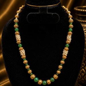 Elegant Gold & Green Beaded Necklace