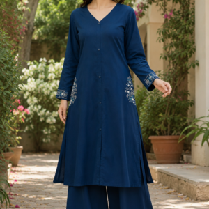 Stylish Blue Kurti with Embroidery