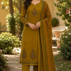 Elegant Mustard Cotton Suit