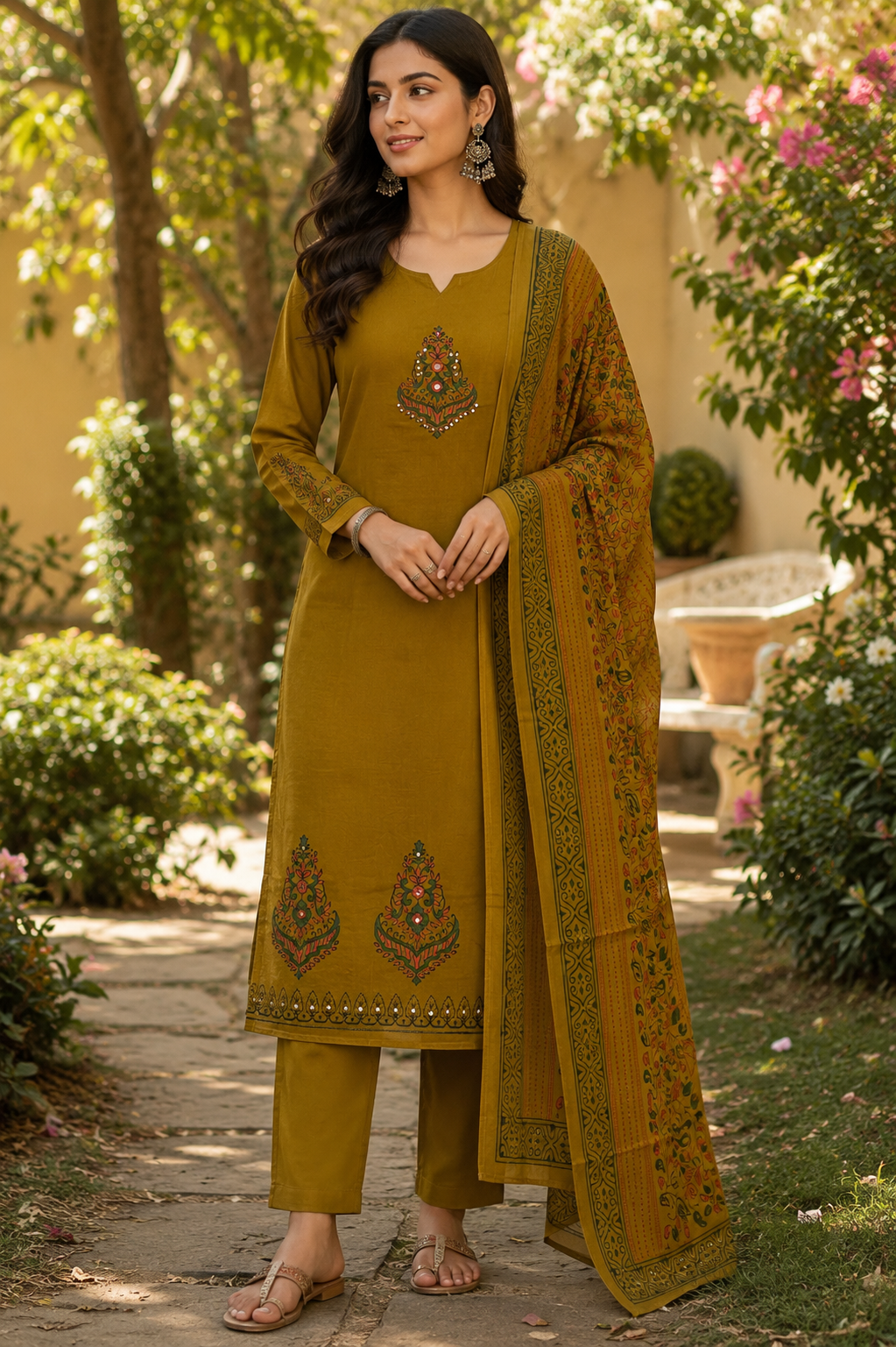 Elegant Mustard Cotton Suit