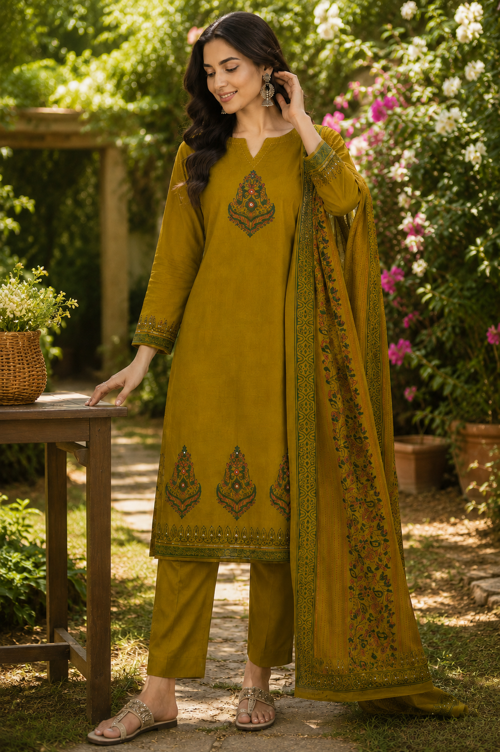 Elegant Mustard Cotton Suit - Image 2