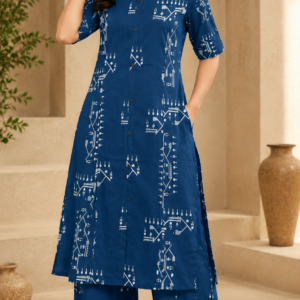 Elegant Indigo Printed Kurta Set
